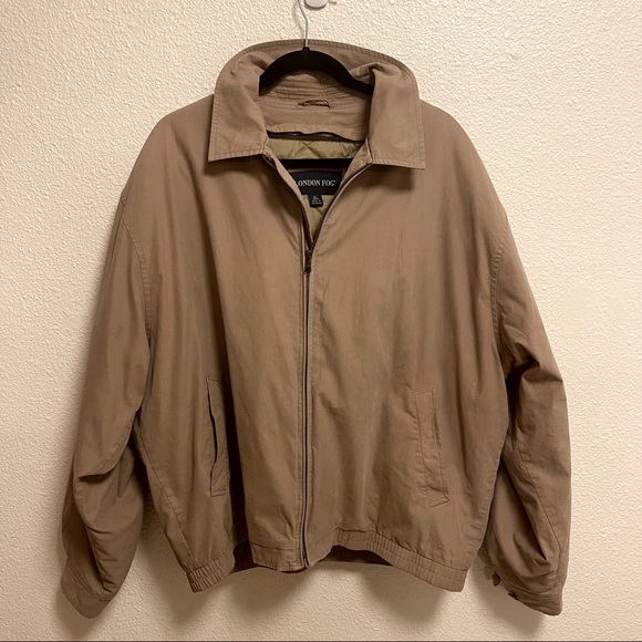London Fog Men's Bomber Jacket Quilted Lining Tan XL - Picture 1 of 10